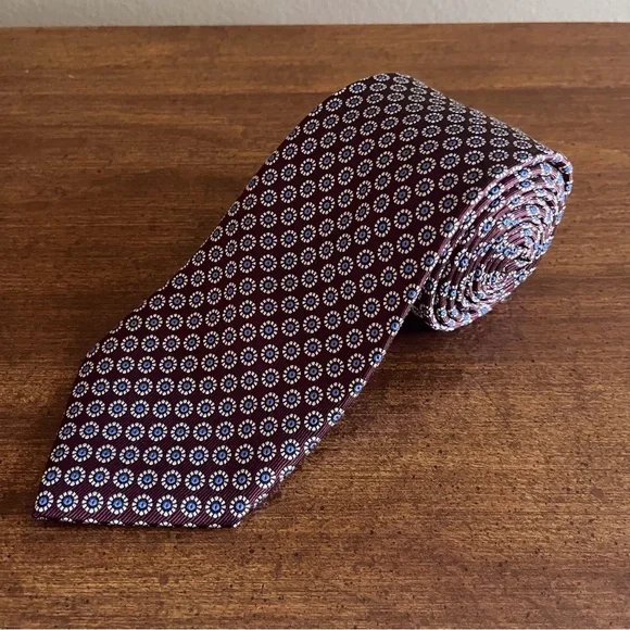 Brown and Blue Men’s Wide Tie - Picture 2 of 5